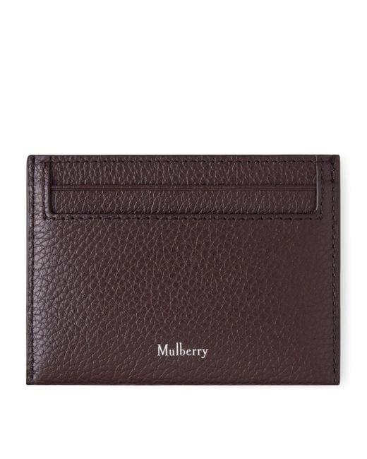 Mulberry Purple Grained Leather Card Holder for men
