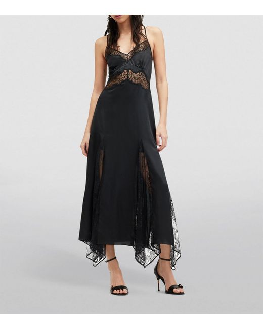 AllSaints Black Silk-blend Jazmine Dress