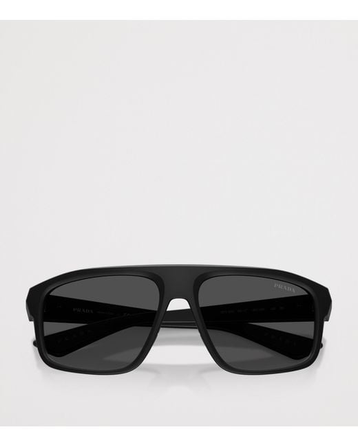 Prada Linea Rossa Black Irregular Sunglasses for men