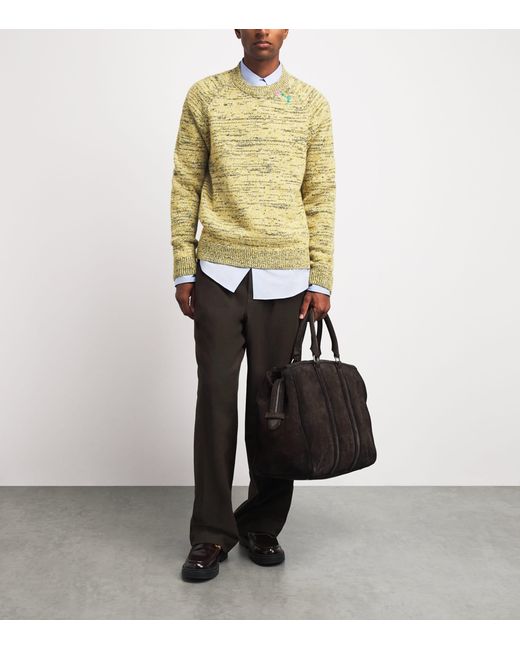Dries Van Noten Yellow Wool-Blend Embroidered Sweater for men