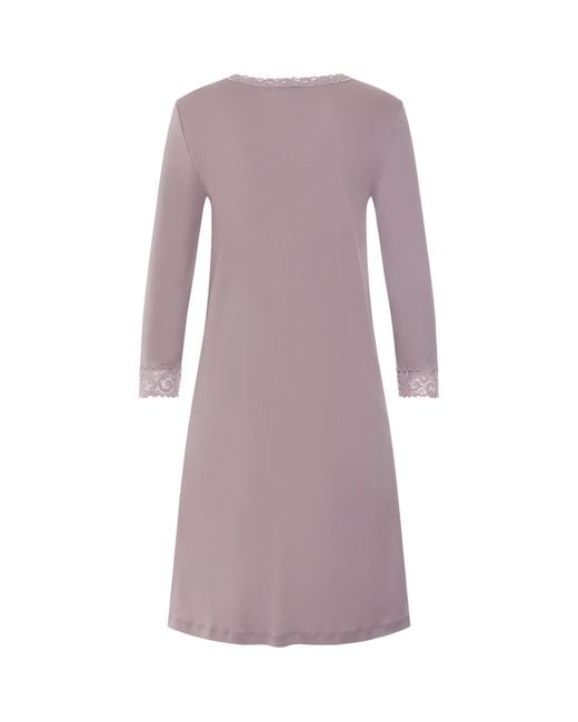 Hanro Purple Lace-Trim Moments Nightdress