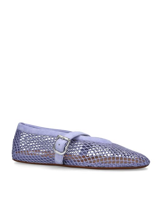 Alaïa Blue Suede Mesh Ballet Flats