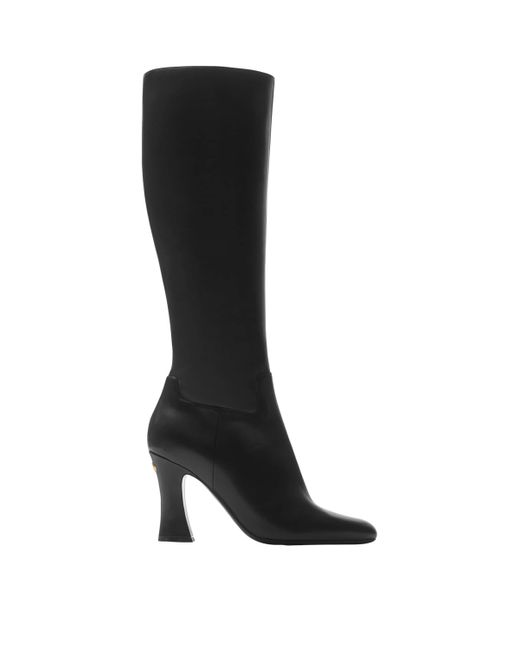 Burberry Black Leather Trinket Heeled Boots 90