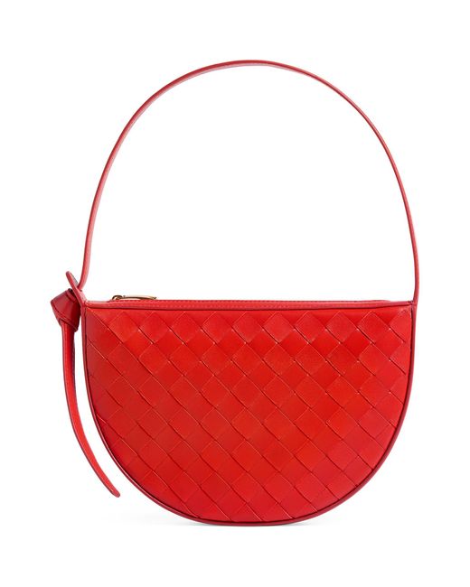 Bottega Veneta Red Mini Leather Sunrise Shoulder Bag