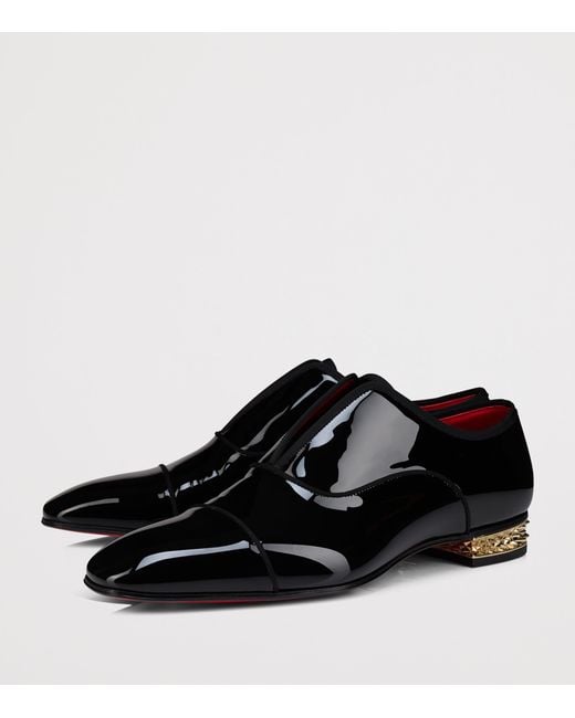 Christian Louboutin Black Alphamale Rocks Patent Leather Oxford Shoes for men
