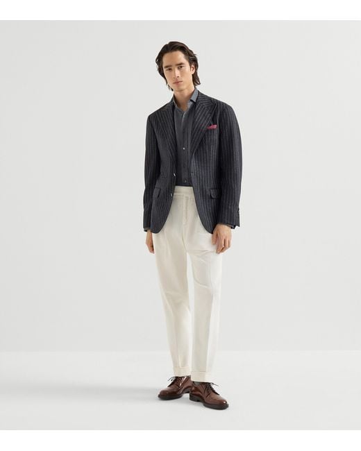 Brunello Cucinelli Gray Cotton-Blend Flannel Shirt for men