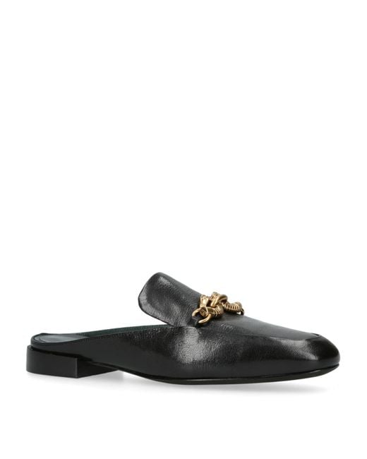 Tory Burch Black Leather Jessa Loafer Mules