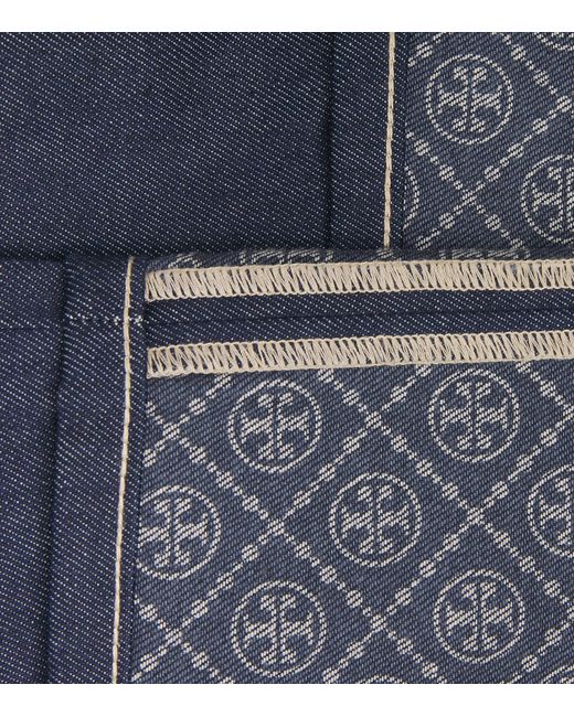 Tory Burch Blue Contrast-Cuff Straight Jeans