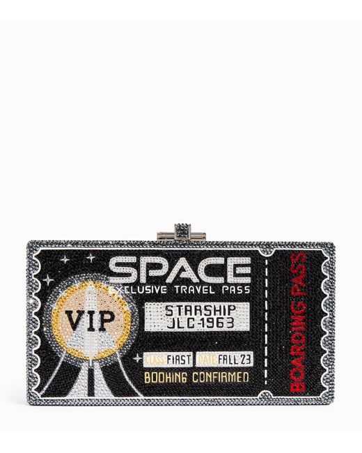 Judith Leiber Black Space Ticket Clutch Bag