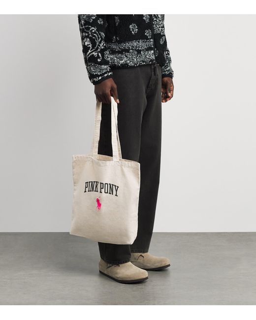Polo Ralph Lauren White Canvas Pony Shopper Tote Bag for men