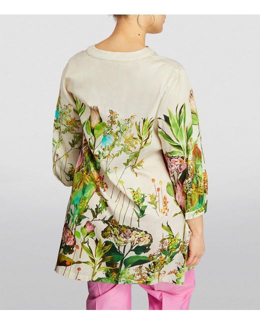 Marina Rinaldi Green Cotton Floral Tunic Top