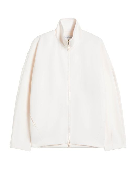 Max Mara White Jersey High-Neck Jacket