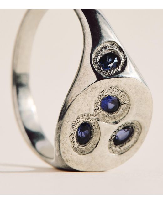 Bleue Burnham Natural Mini Sterling Chronoplast Signet Ring for men