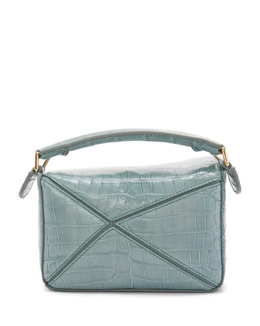 Loewe Blue Mini Crocodile Puzzle Top-Handle Bag