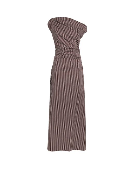 STAUD Stretch-Cotton Stripe Phare Maxi Dress in Brown | Lyst