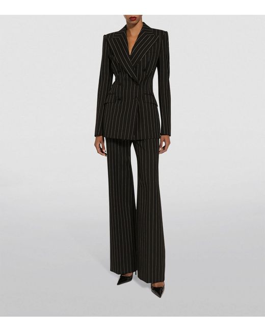 Dolce & Gabbana Black Wool Pinstripe Blazer