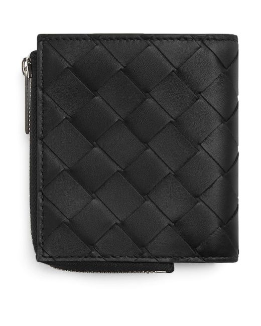 Bottega Veneta Black Small Intrecciato Bifold Zipped Wallet for men
