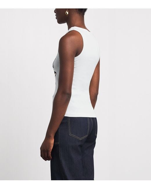 Ganni White Organic Cotton Graphic Tank Top