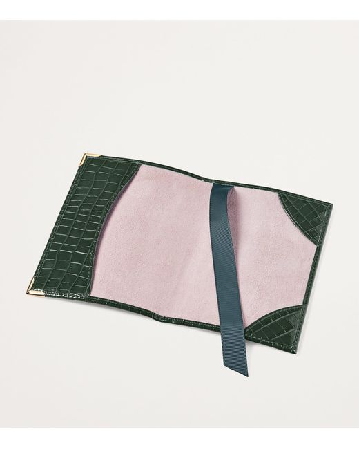 Aspinal Green Leather Passport Cover for men