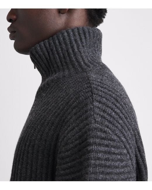 LE17SEPTEMBRE Blue Merino Wool-Blend Ribbed High-Neck Cardigan for men