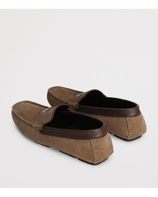 Dolce & Gabbana Brown Suede Logo Driving Shoes for men