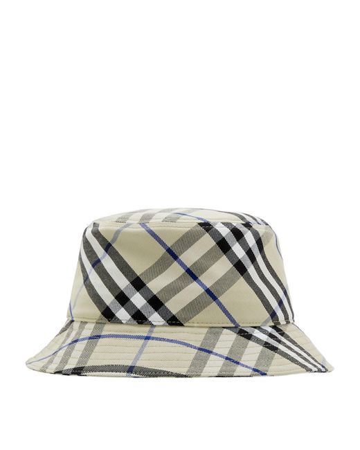 Burberry Gray Cotton -check Bucket Hat for men