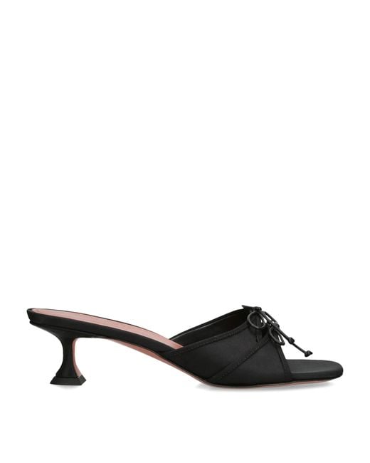 AMINA MUADDI Black Satin Eleanora Heeled Mules 45
