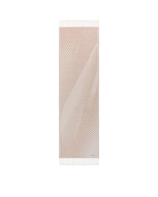 Chopard White Wool-Cashmere Alpine Eagle Scarf