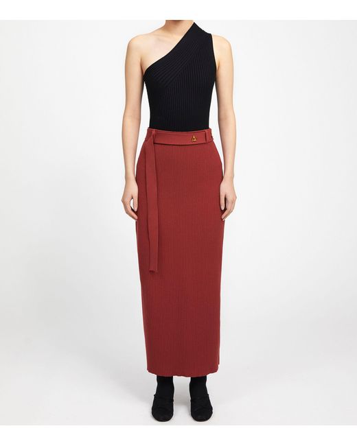 Aeron Red Viscose-blend Knitted Forum Skirt