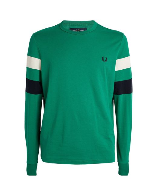 Fred Perry Green Long-sleeve Striped T-shirt for men