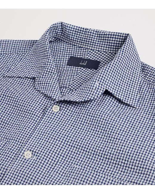 Dunhill Blue Cotton Gingham Shirt for men