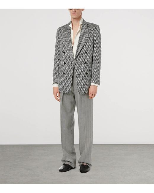 Tom Ford Gray Silk Double-Breasted Blazer for men