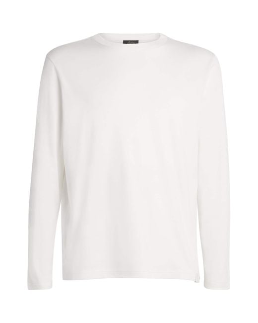 Brioni White Sea Island Cotton Long-Sleeve T-Shirt for men