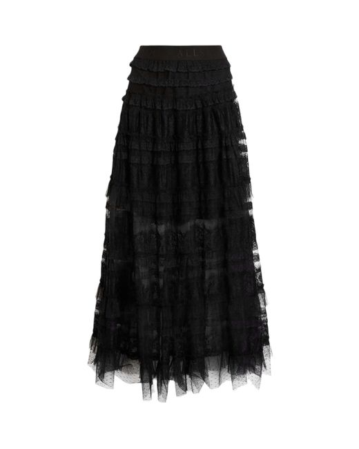 AllSaints Black Tulle Arlea Skirt