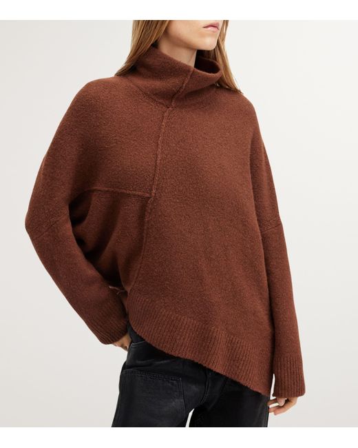 AllSaints Brown Lock Rollneck Sweater