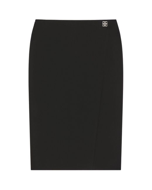 Givenchy Black Wool Side-Slit Midi Skirt