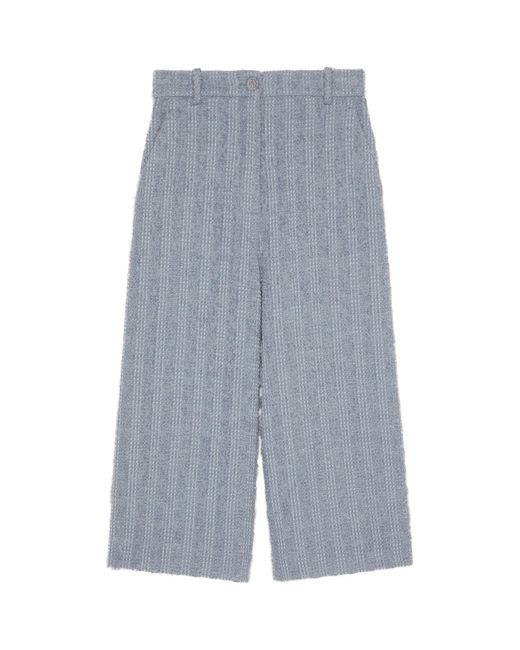 Gucci Blue Wool Tweed Cropped Trousers