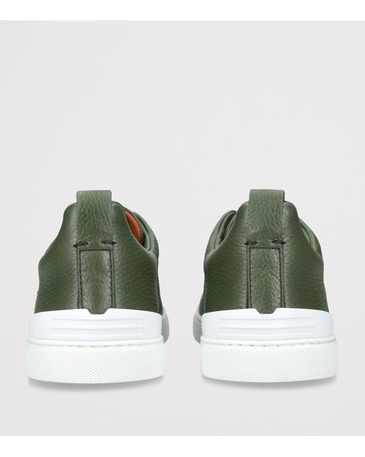 Zegna Green Leather Stitch Sneakers for men