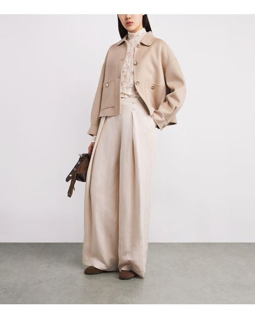 Maje Natural Wool-Blend Cropped Jacket