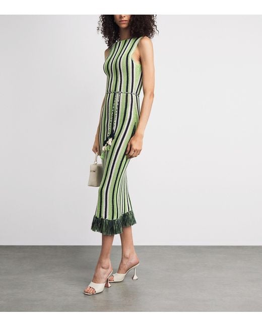 Escvdo Green Fringe Misti Midi Dress