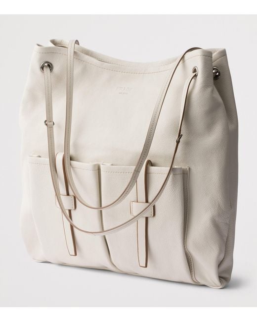 Prada Gray Large Leather Route Shoulder Bag
