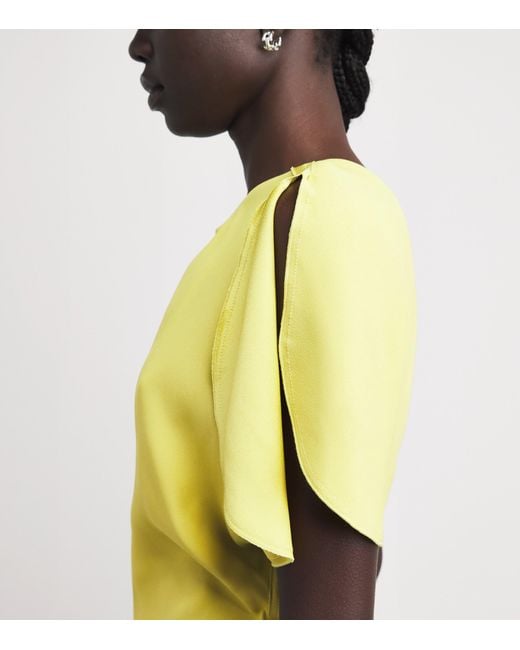 Victoria Beckham Yellow Cady Bela Midi Dress