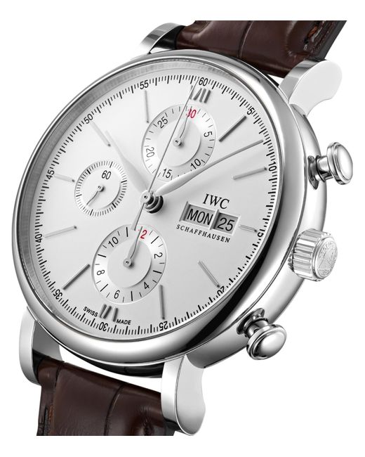 Iwc Gray Stainless Steel Portofino Chronograph Watch for men