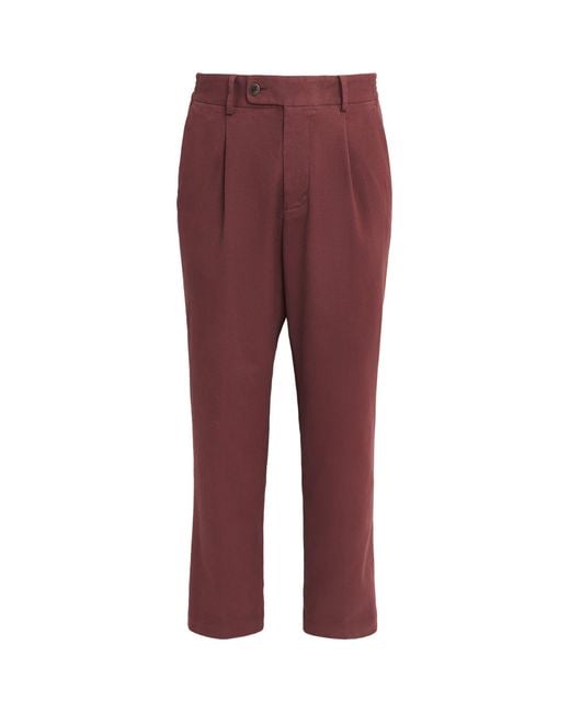 Colombo Red Pleated Straight Chinos for men