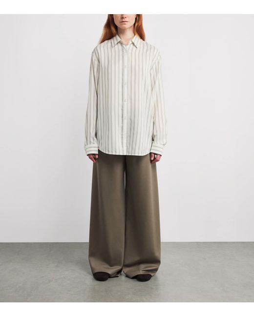 The Row White Eirlys Silk Stripe Shirt