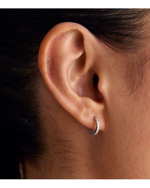 Astrid & Miyu White Ridged Huggie Hoop Earrings