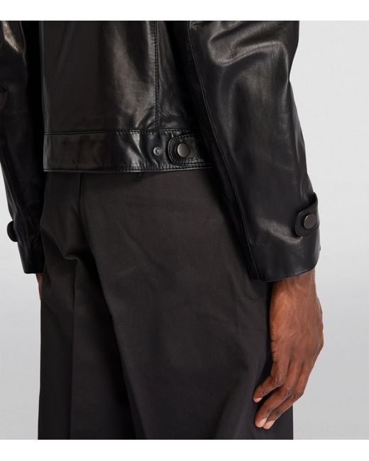 Emporio Armani Black Leather Biker Jacket for men