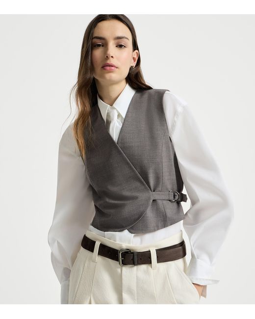 Brunello Cucinelli Gray Tropical Luxury Wool Waistcoat