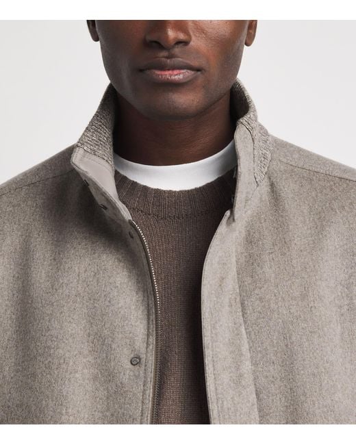 Paul & Shark Gray Cashmere Felt Bomber Jacket for men
