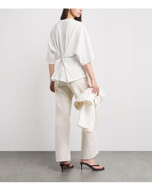 Agolde White Cotton Ellery Corset T-Shirt